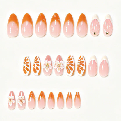 Künstlerisches Floral Press-On Nagelspitzen-Set Brehn