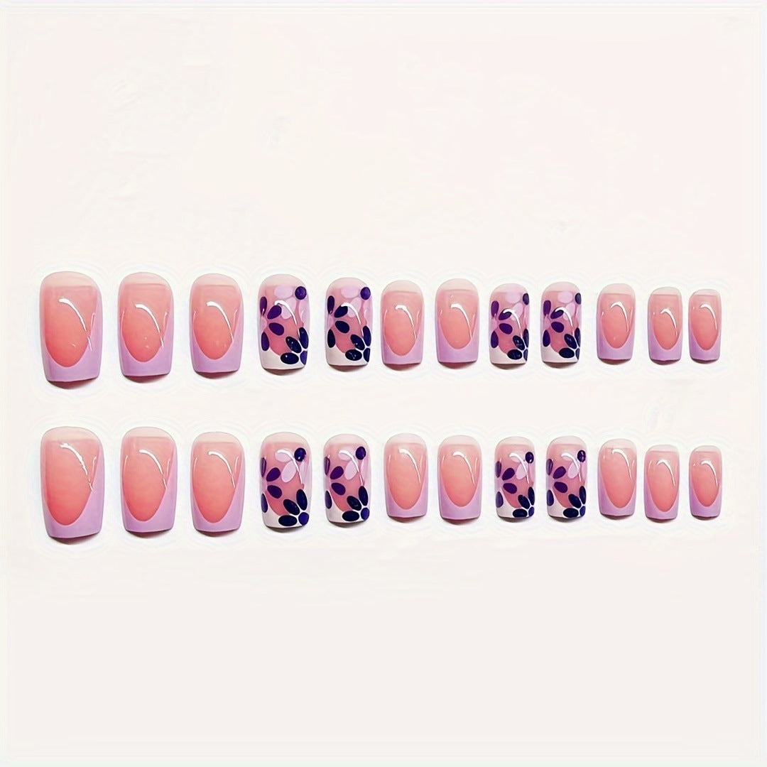 Dekorativer Press-On Nagelkunstset mit Blumenmuster Brehn