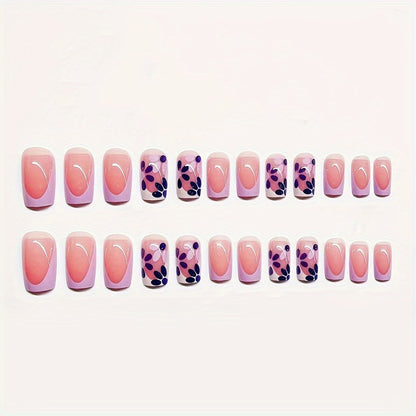 Dekorativer Press-On Nagelkunstset mit Blumenmuster Brehn