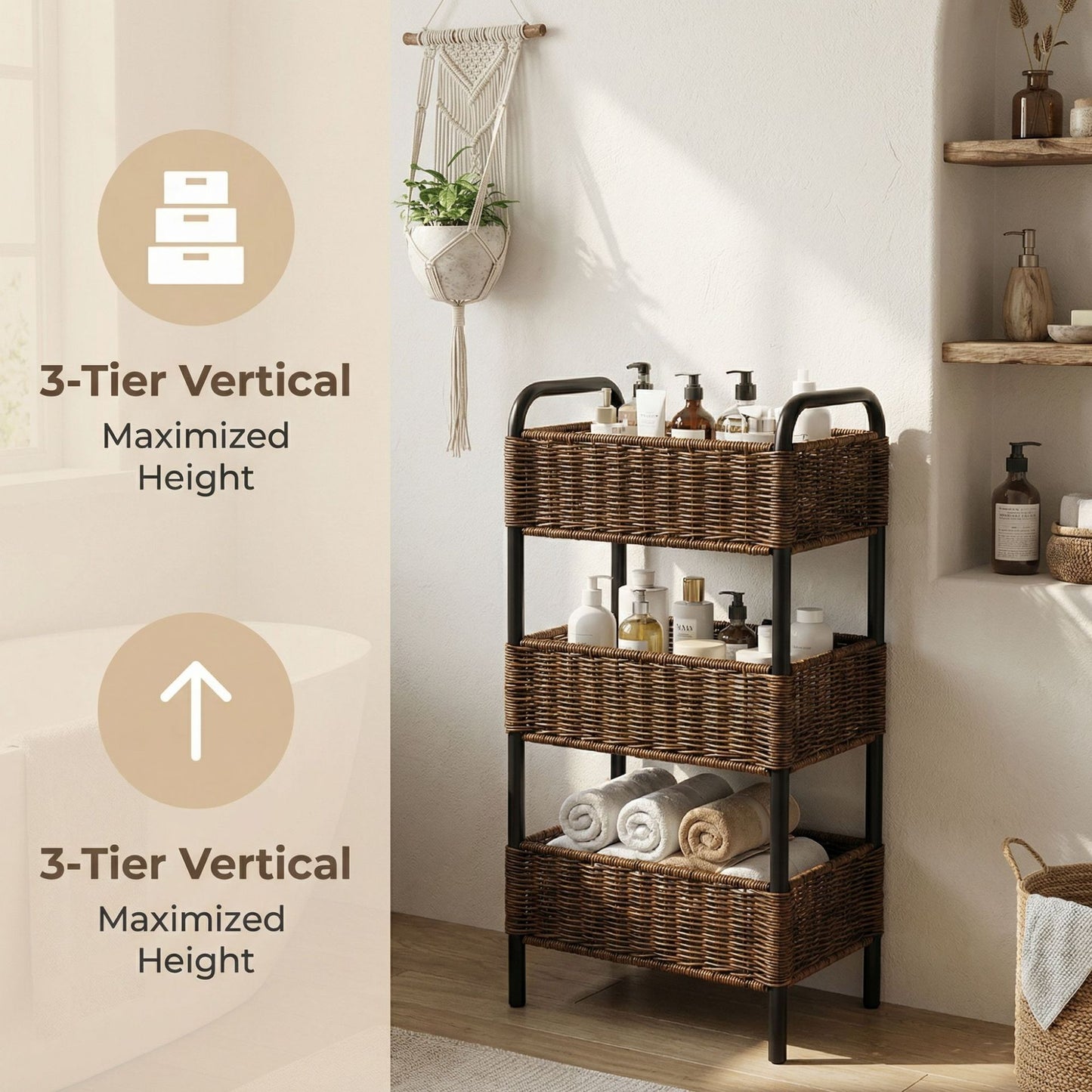 Multi-Tier Geflochtener Badezimmer-Organisator Korb Brehn