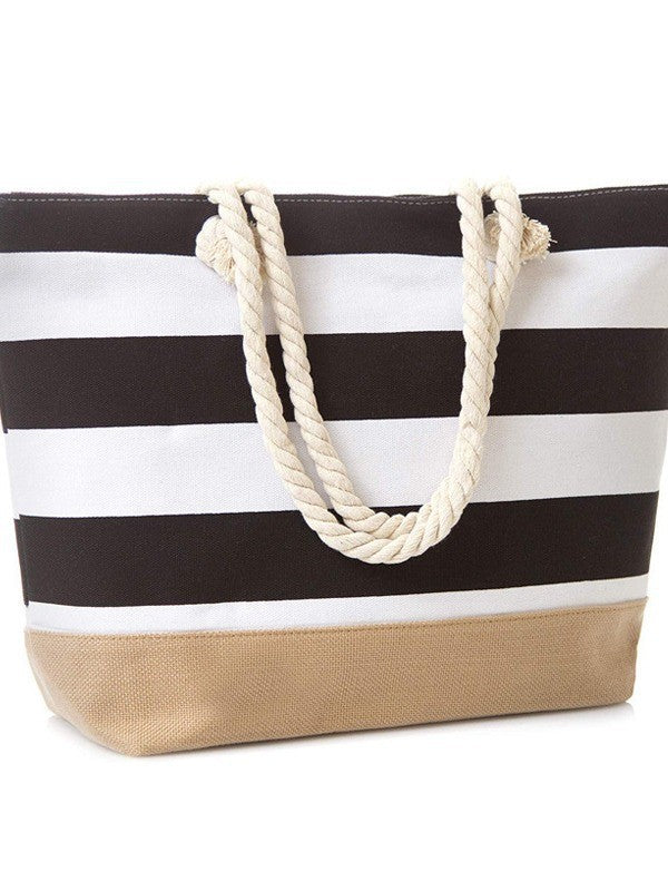 Strandtasche mit Maritimen Streifen und Robusten Seilgriffen Brehn