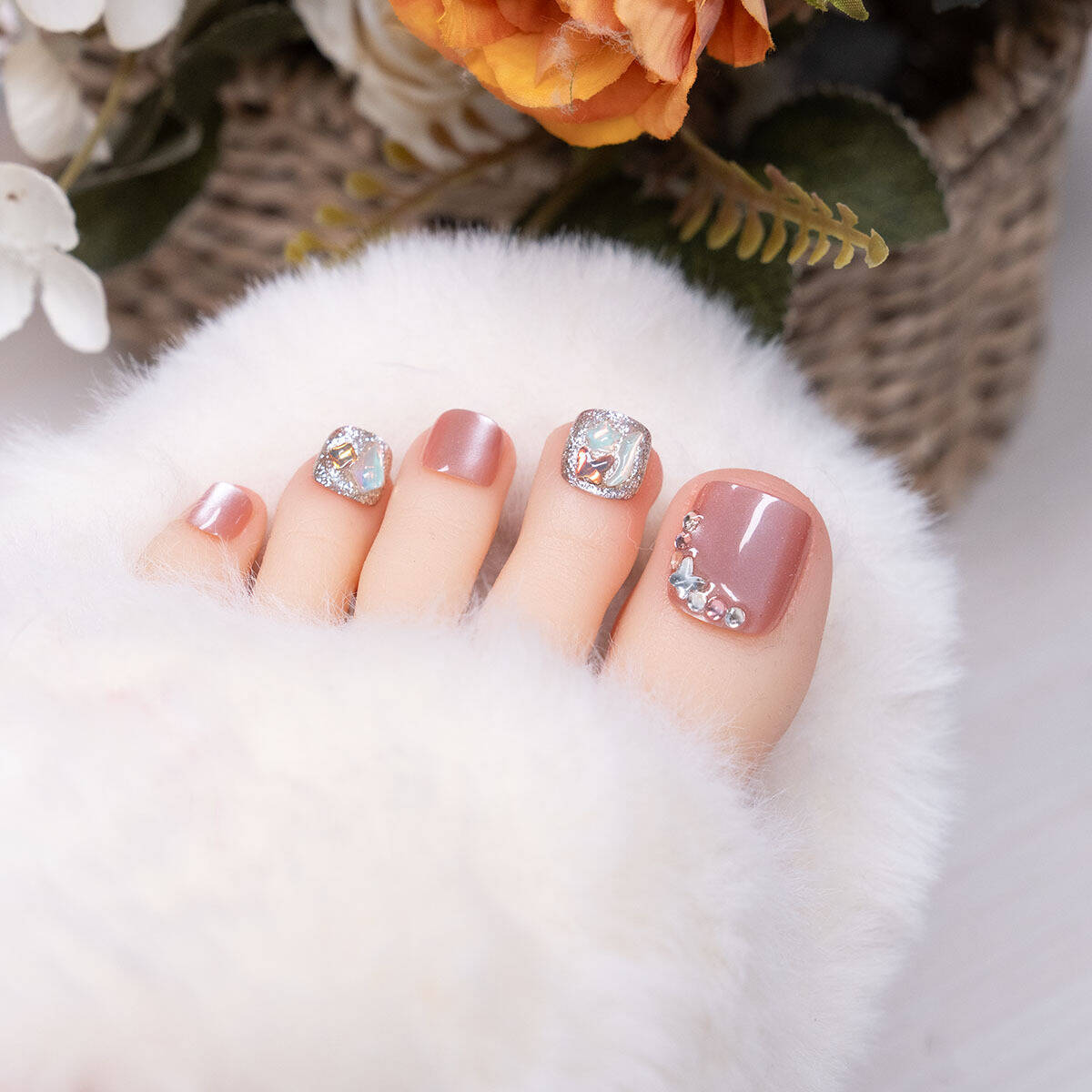 Dekoratives Press-On Pediküre Nagelset Brehn