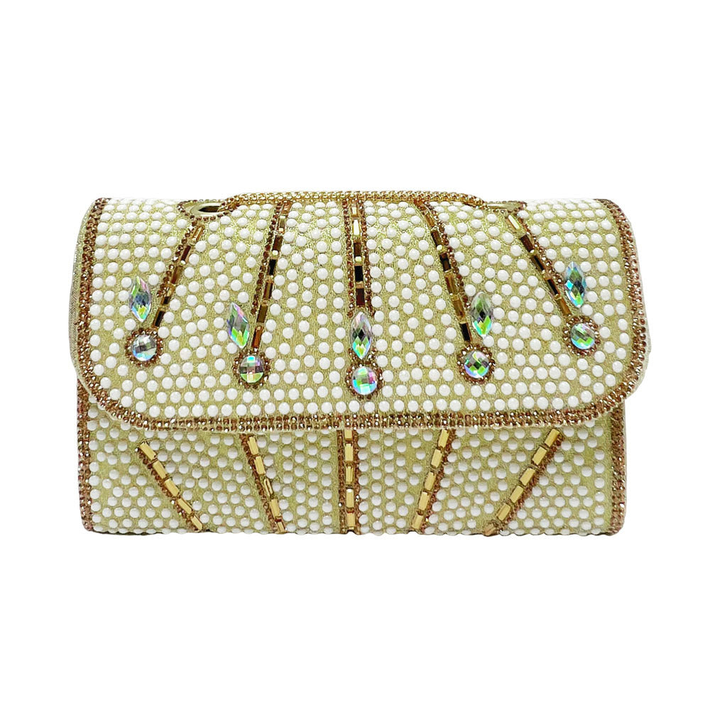 Elegante, mit Kristallen verzierte Abend-Clutch