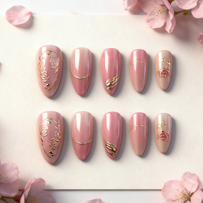 Künstlerisches, blumeninspiriertes Press-On-Nagelkunstset Brehn
