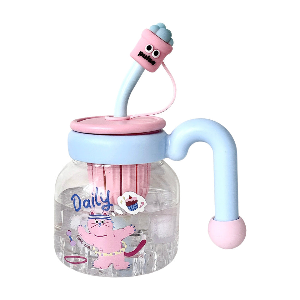 Damen kreative Trinkflasche mit integriertem Silikonstrohhalm Brehn