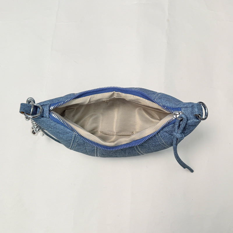 Gepolsterte Denim Umhängetasche