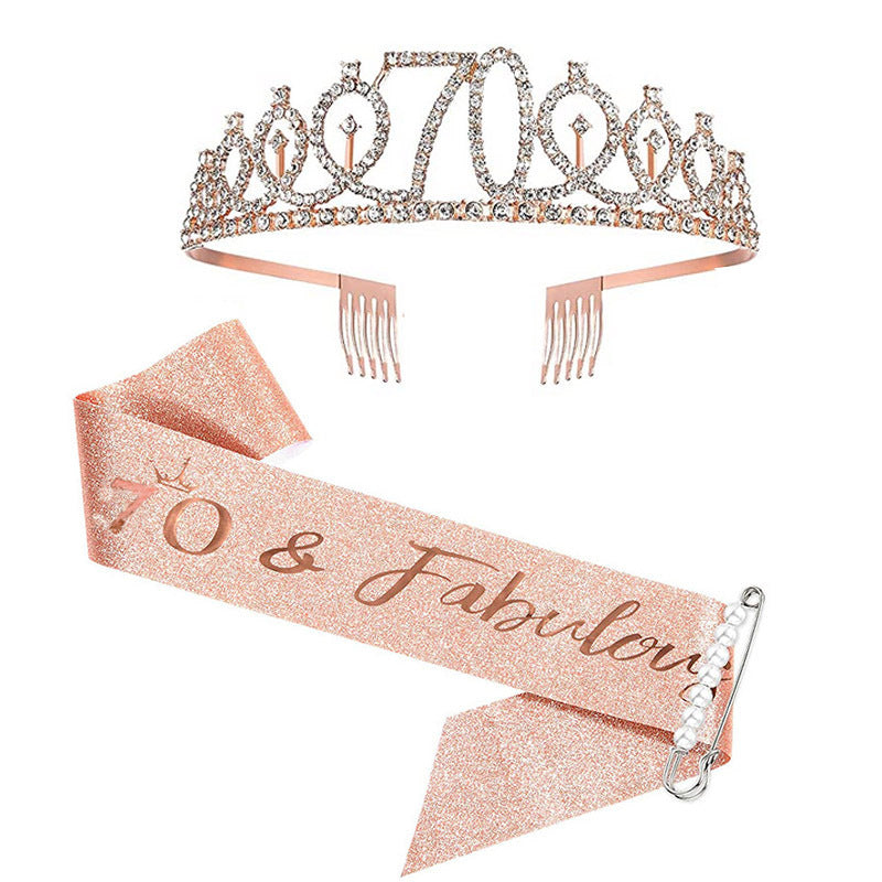 Damen Kristallverzierte Geburtstagskrone mit personalisiertem Sash Brehn