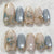 Elegante florale verzierte Press-On-Nagelset Brehn