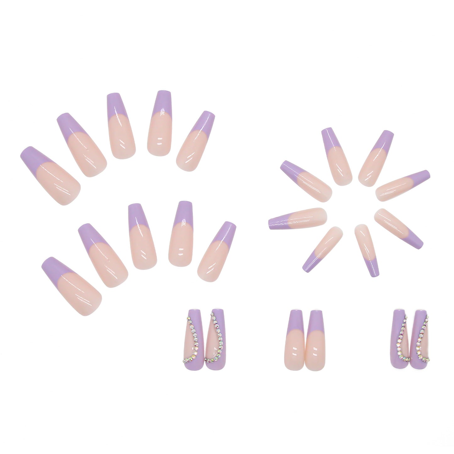 Kunstnagelset mit funkelnden Herzen und eleganten Glitzerakzenten Brehn