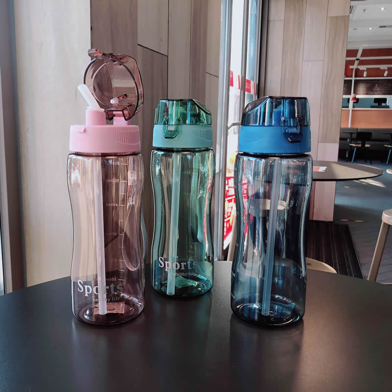 Damen Ergonomische Sporttrinkflasche mit integrierter Trinkhalmfunktion Brehn