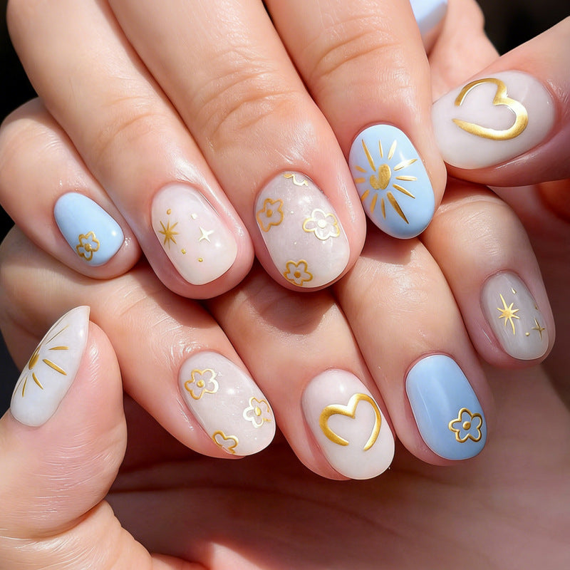 Kunstnagelset mit floralen und geometrischen Designs Brehn