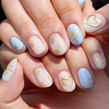 Kunstnagelset mit floralen und geometrischen Designs Brehn