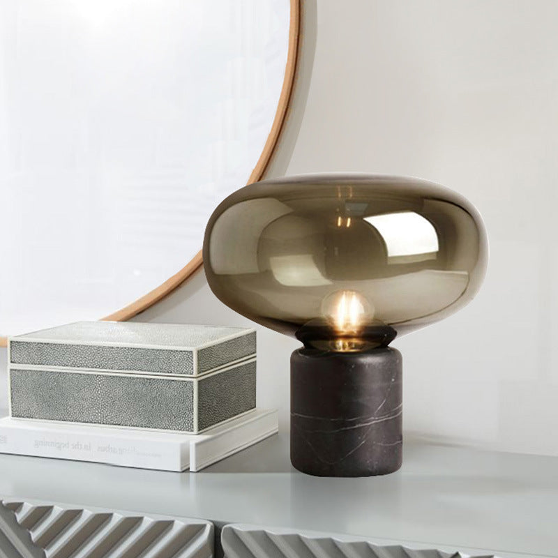 Elegante Glastischlampe mit Marmorbasis