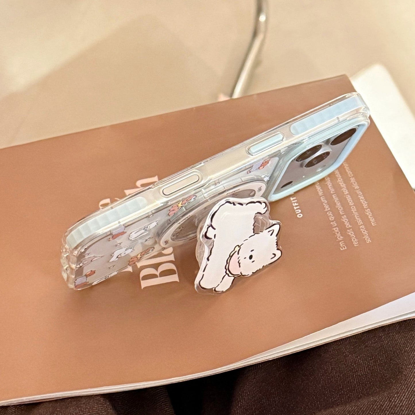 Verspielter Smartphone Fingerhalter im Hundedesign Brehn