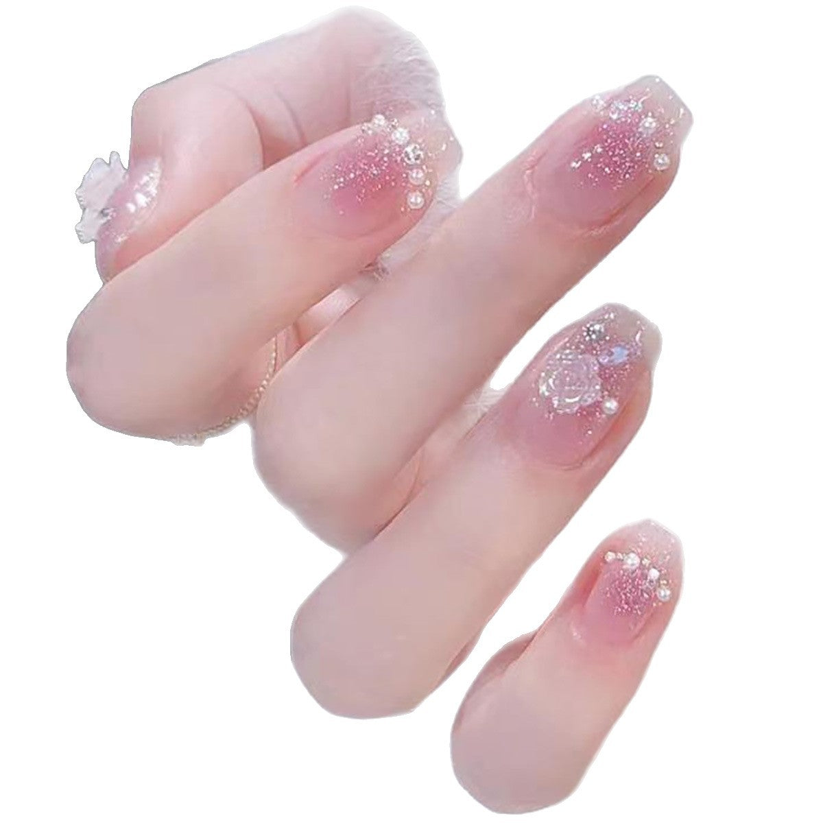 Glitzernde, mit Kristallen verzierte Press-On-Nageltips Brehn