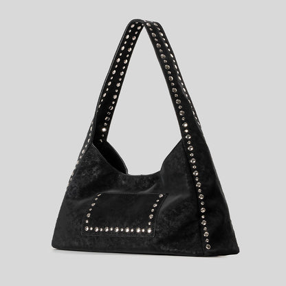 Nieten Wildleder Hobo Tasche