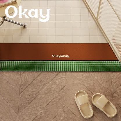 Cushioned Non-Slip Entryway Floor Mat with Faux Leather Border