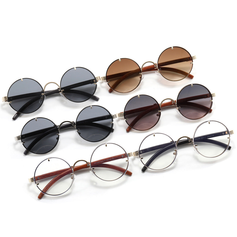 Damen runde Sonnenbrille mit luxuriösem Holzrahmen und goldenen Akzenten Brehn