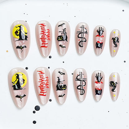 Künstlerisches Press-On-Nagelset mit Kirschblütenmuster Brehn