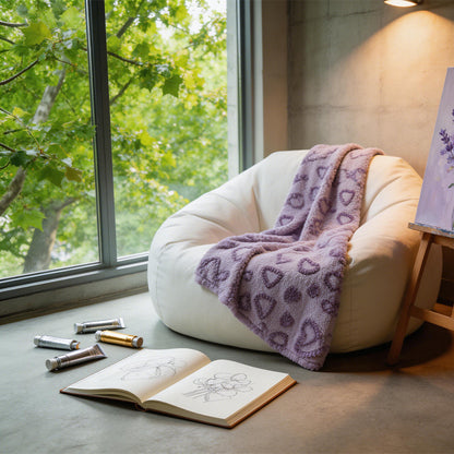 Damen Kuscheldecke mit Herzmuster Brehn