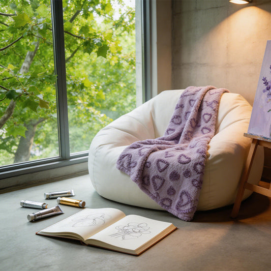 Damen Kuschelige Fleece-Decke mit Herzdesign Brehn