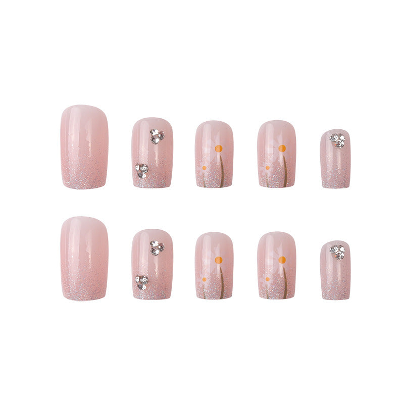Glitzerndes Blumen Press-On Nagelset Brehn