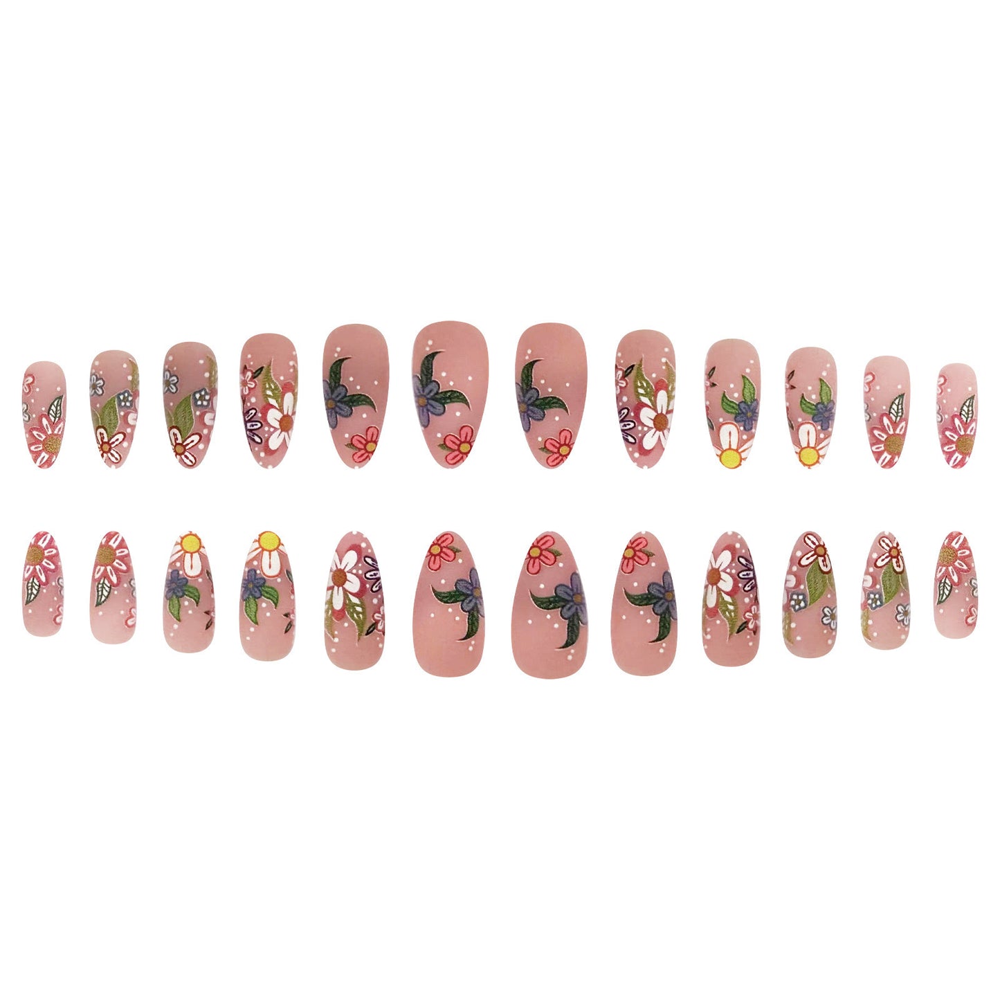 Kunstnagelset mit bunten Blumenmotiven Brehn