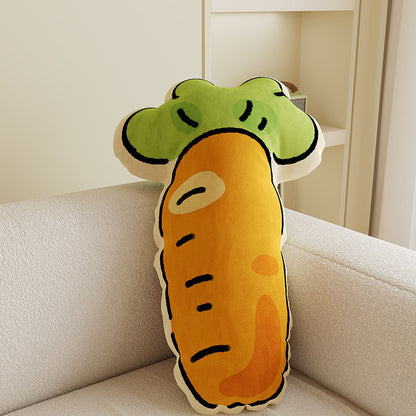 Plush Cloud-Shape Cute Character Lumbar Throw Pillow with Embroidered Face and Soft Faux-Sherpa Cover