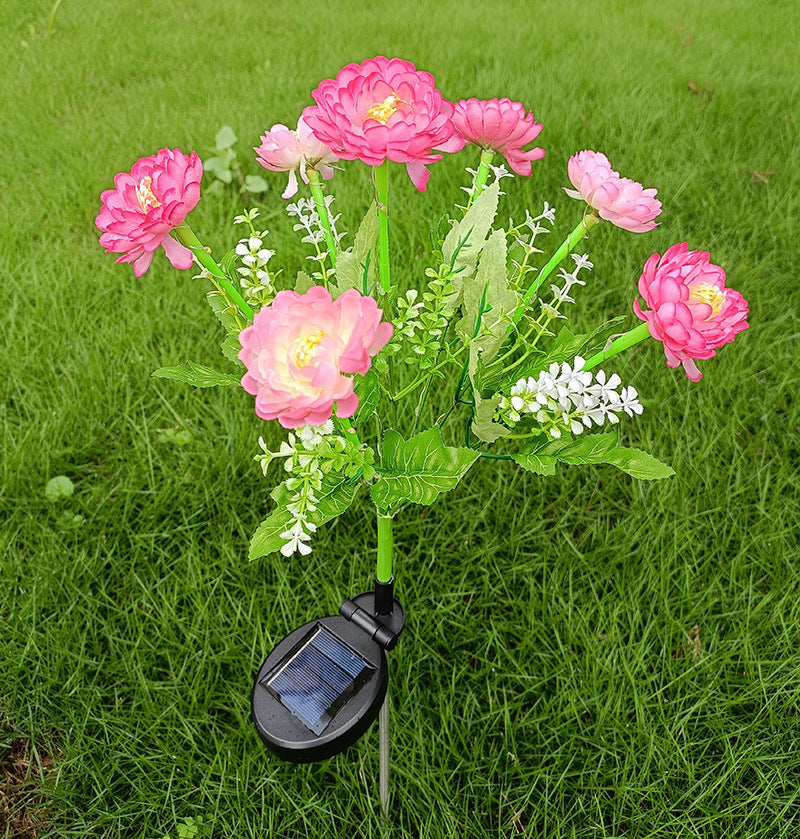 Solarbetriebene lebensnahe Blüte Gartenstecker mit Mehrkopf-LED-Cluster und wasserdichtem Dämmerungs-zu-Dämmerung-Sensor Brehn