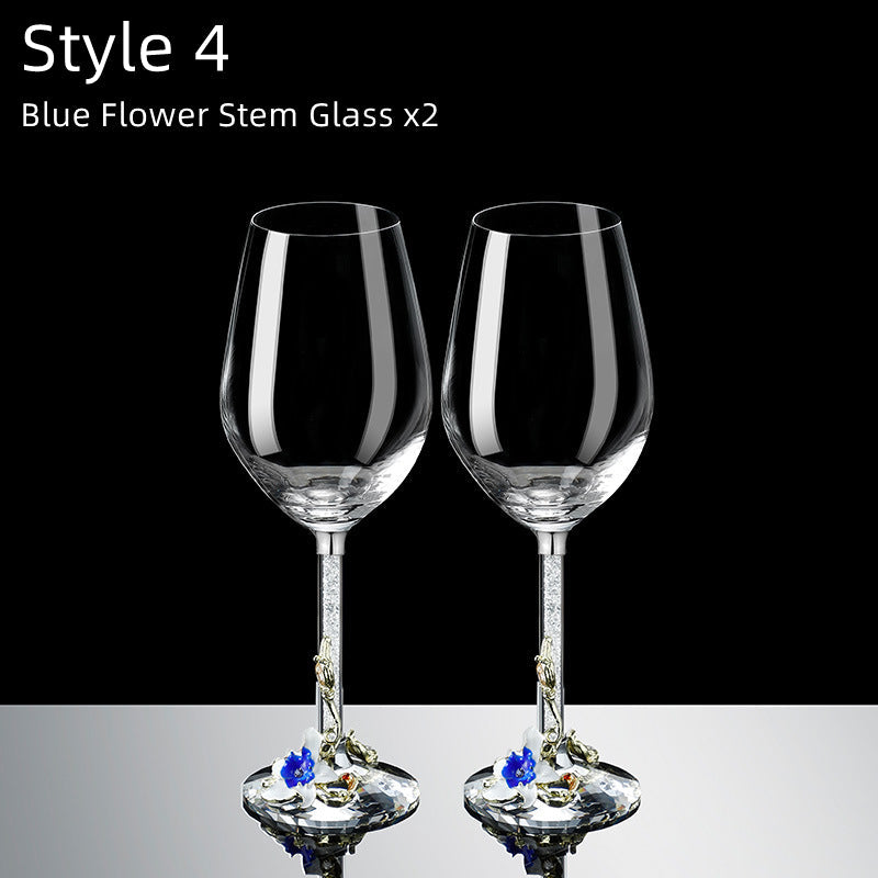 Metallic Flower Crystal Weingläser mit Dekanter Koffer Set | Brehn