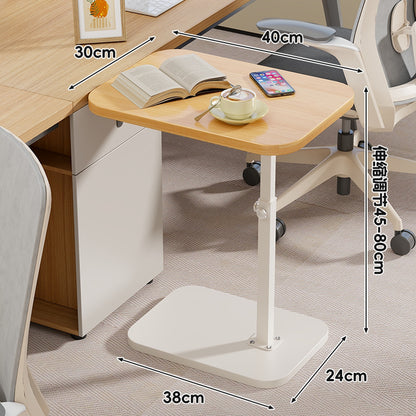 Höhenverstellbarer tragbarer Beistelltisch mit Holz-Optik und robuster Basis
