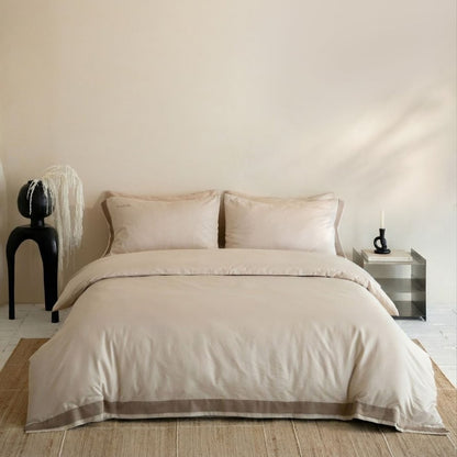 Luxus Baumwollsatin Bettbezugset mit Kontrastsaum