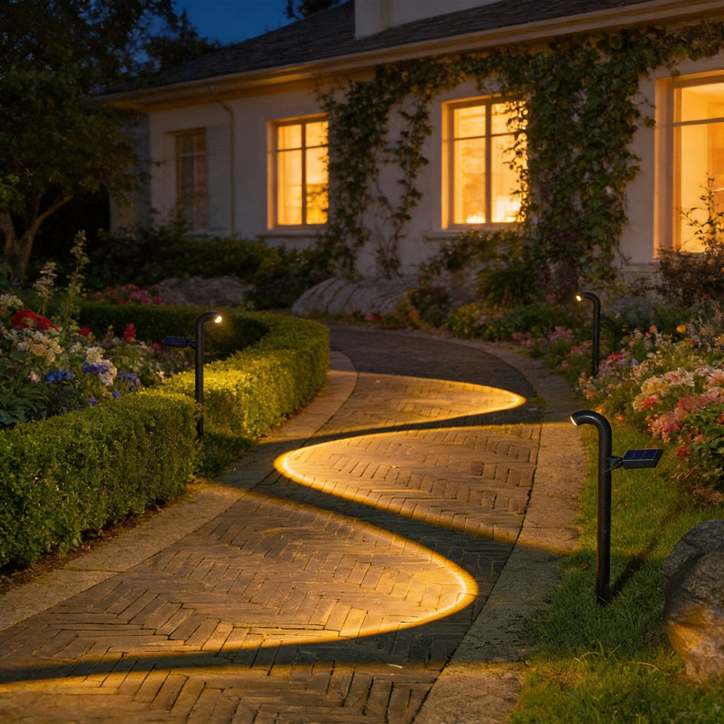 Solar-Wegeleuchte mit Ringprojektion LED und hocheffizientem Solarpanel Brehn