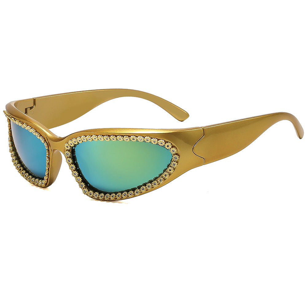 Damen modische Sonnenbrille mit glamourösem Kristallrahmen Brehn