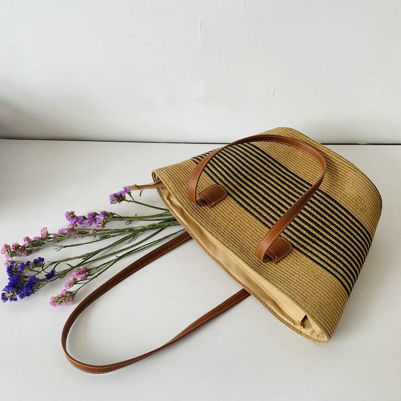 Trendige Korbtasche mit Eleganten Lederakzenten Brehn