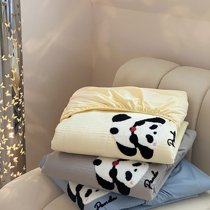 Gestepptes Fitted-Matratze-Topper mit gesticktem Panda-Motiv