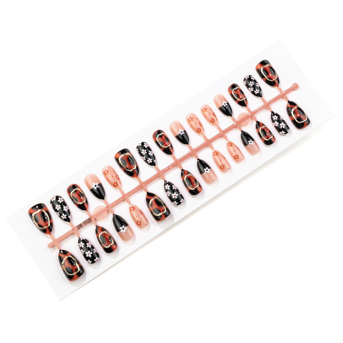 Künstlerisches Press-On Nail Art Set mit floralen Designs Brehn