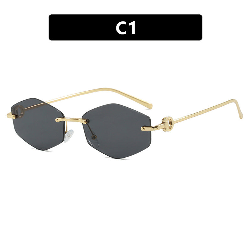 Damen modische Sonnenbrille mit hexagonalem Gestell und luxuriösen Akzenten Brehn