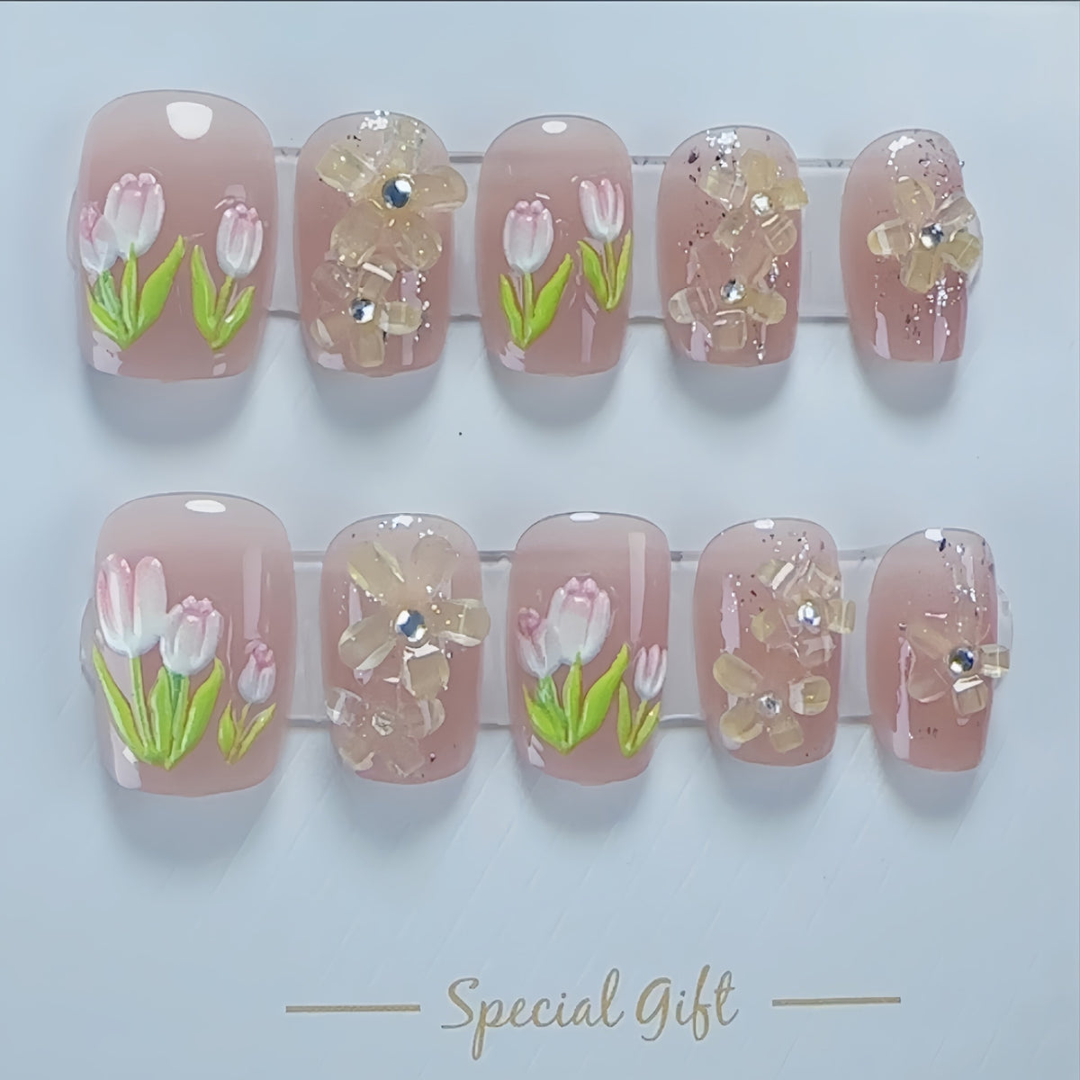 Floral Art Press-On Nail Set Brehn