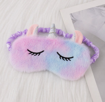 Damen nan plüschgefüllte Einhorn Schlafmaske mit 3D-Horn, gestickten Wimpern und verstellbarem Satinband Brehn