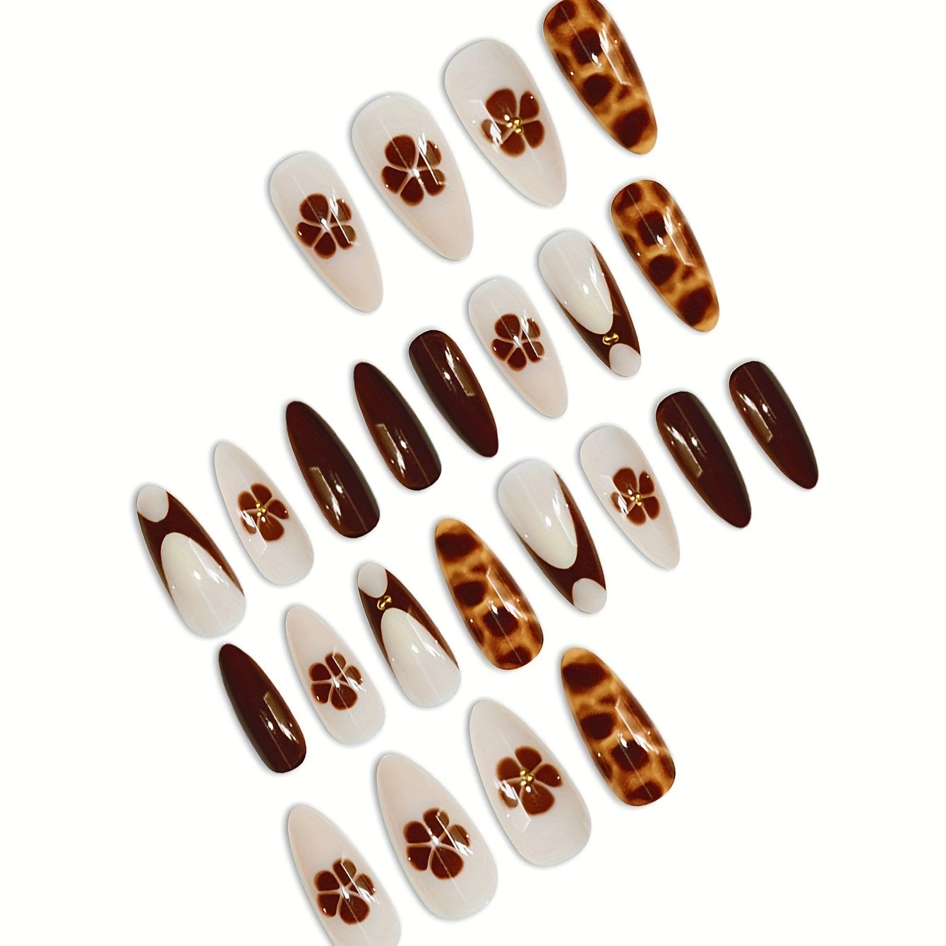 Künstlerisches Stiletto Press-On Nagelset Brehn