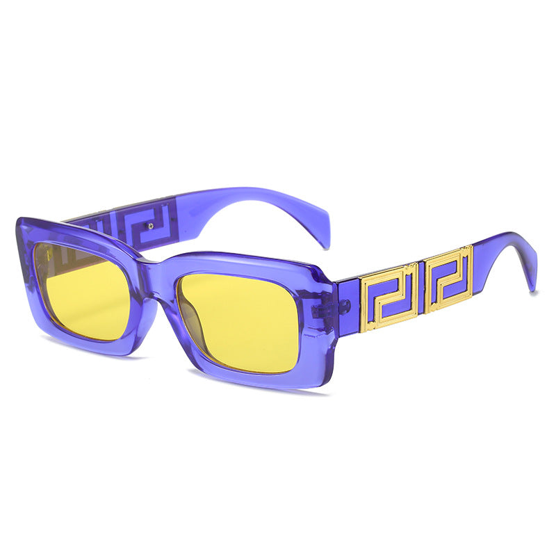 Damen elegante quadratische Sonnenbrille mit luxuriösem Goldakzent Brehn