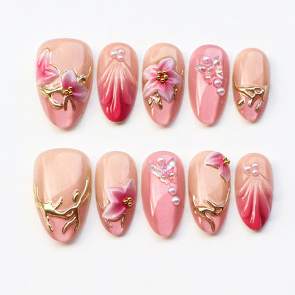 Künstlerische Blumen Press-On Nagelkollektion