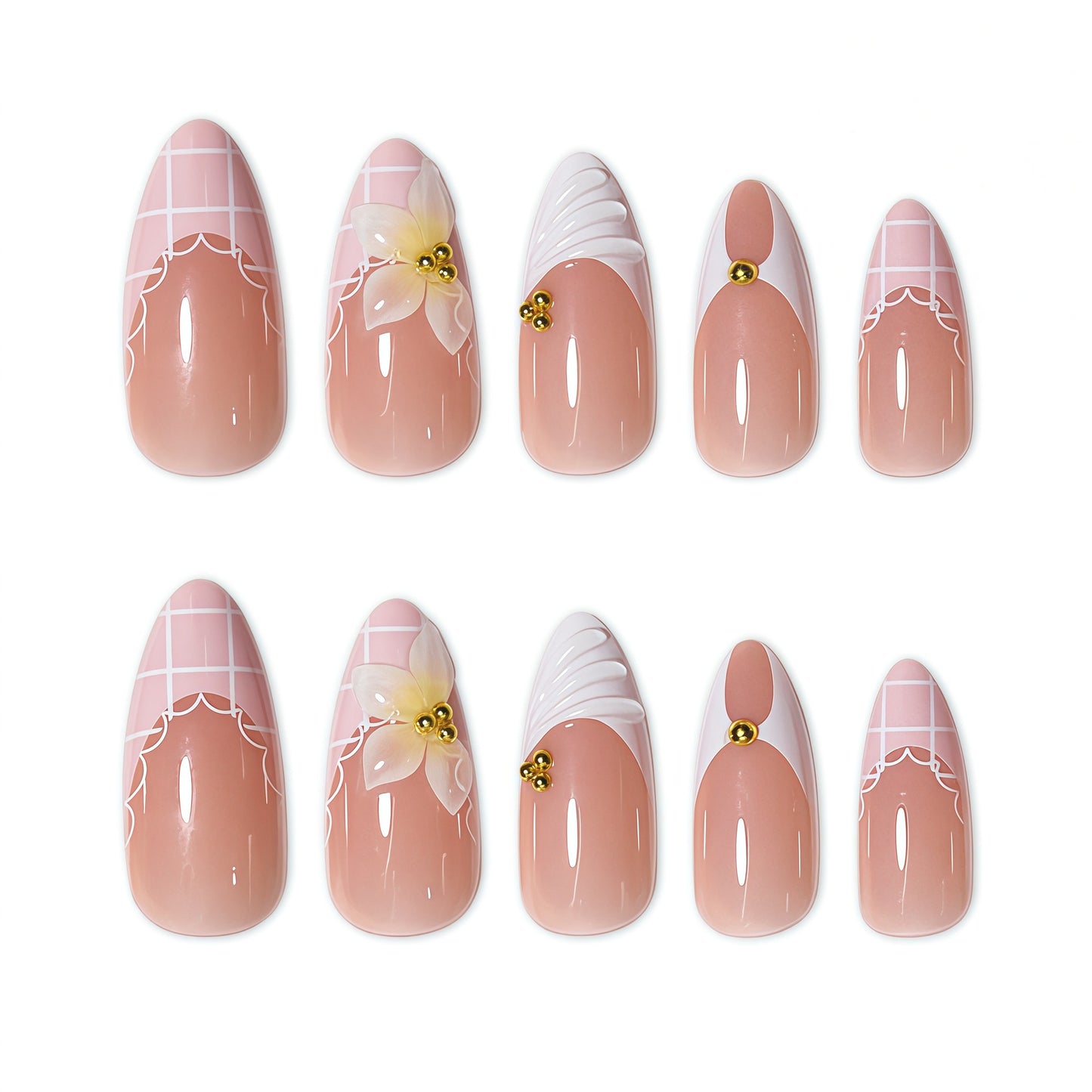 Elegante Blumen Design Nagelverlängerungen Brehn