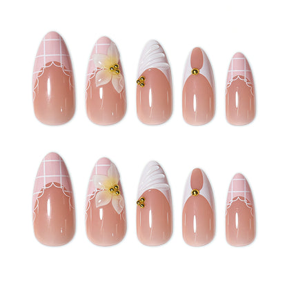 Elegante Blumen Design Nagelverlängerungen Brehn