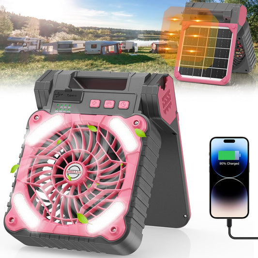 Kühl tragbarer wiederaufladbarer robuster Baustellenventilator mit LED-Flutlicht und USB Typ-C-Ladung Brehn