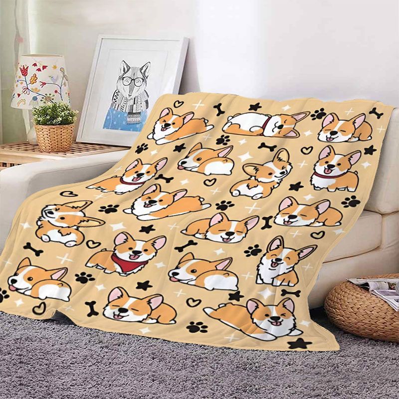 Süßes Corgi-Themen-Plüschdecke