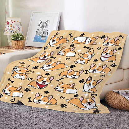 Süßes Corgi-Themen-Plüschdecke