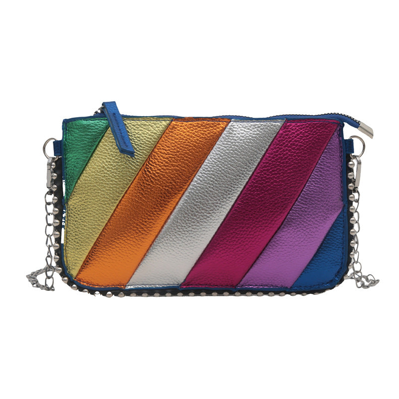 Bunte Metallische Gestreifte Clutch Tasche