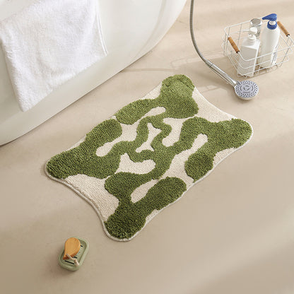 Handgetuftete Badezimmer-Badematte mit rutschfester Unterseite und strukturiertem Quadrat‑Relief Brehn
